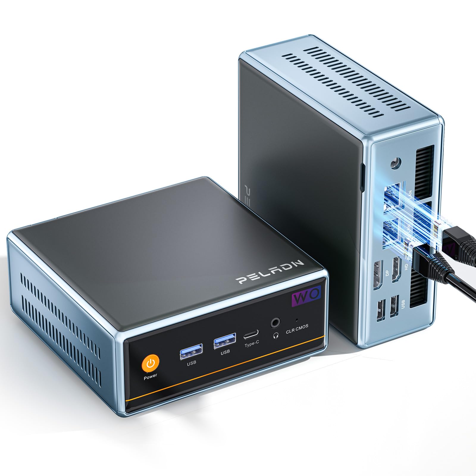 PELADN Mini PC WO4, AMD Ryzen5 5500U (6C/12T até 4.0Ghz), 16GB